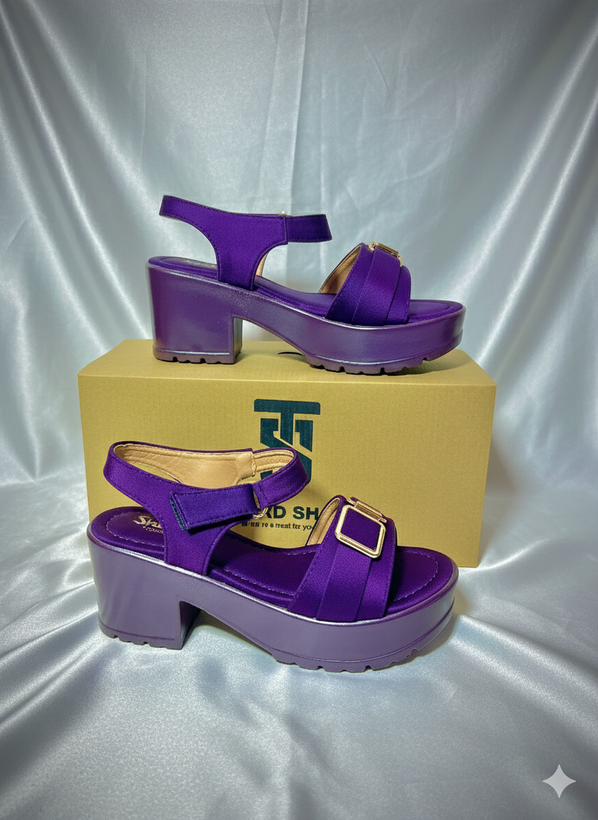 Stylish Grey Buckled Platform Sandals.