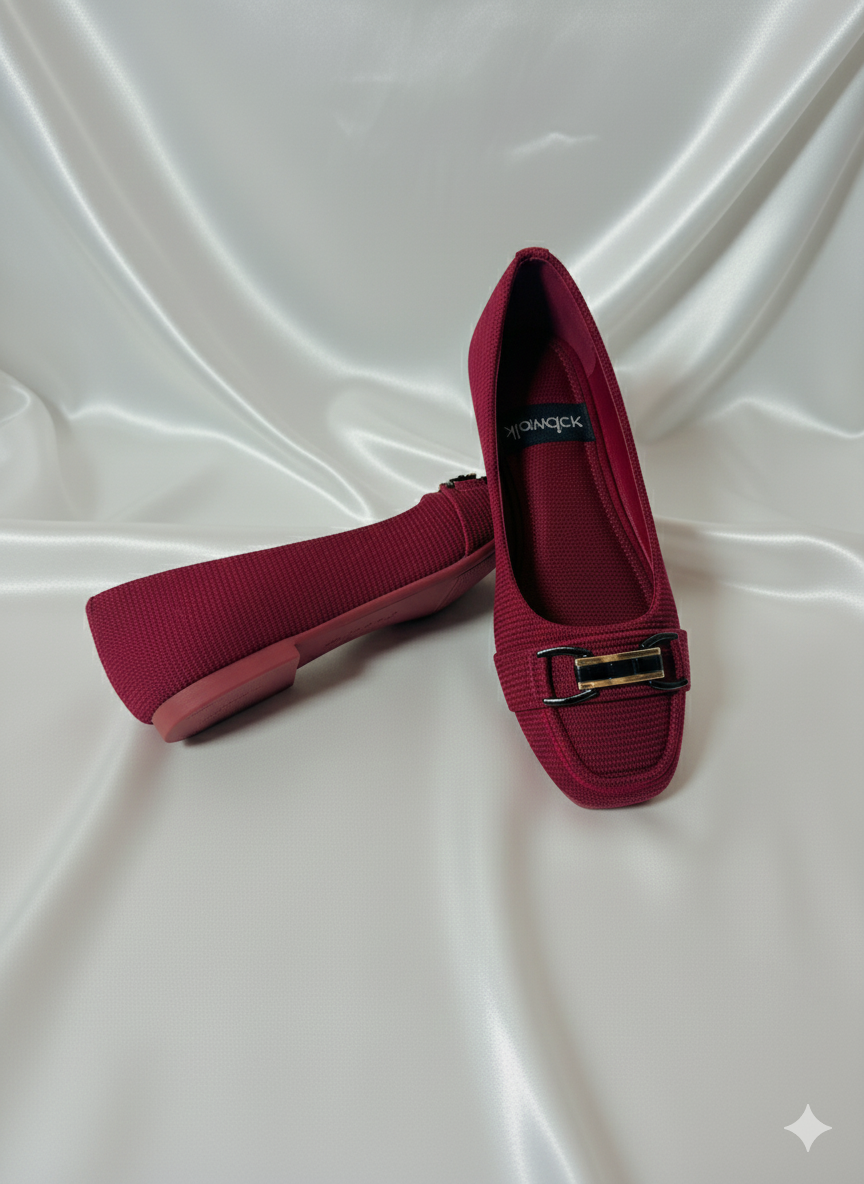 Deep Red Loafer-Style Flats for Effortless Elegance.