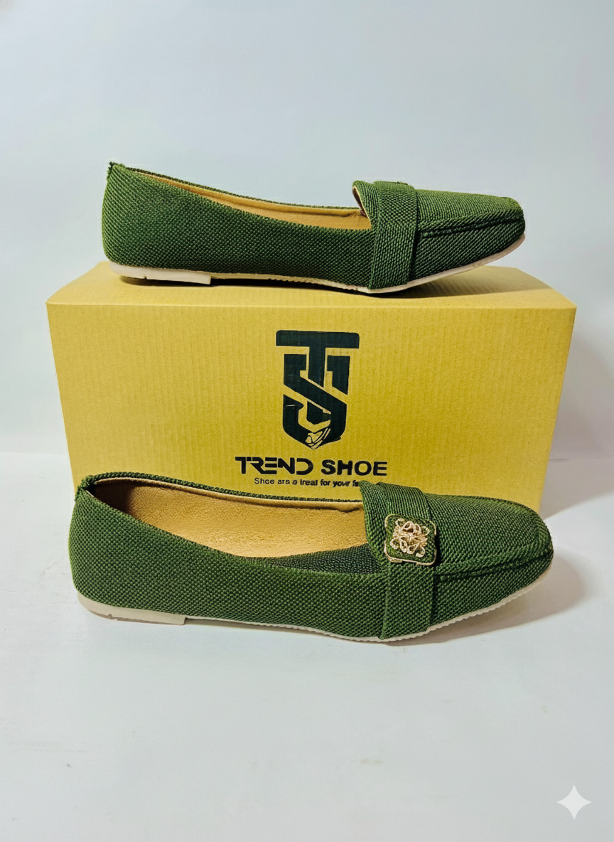 Stylish Olive Green Textile Loafers for Everyday Wear.