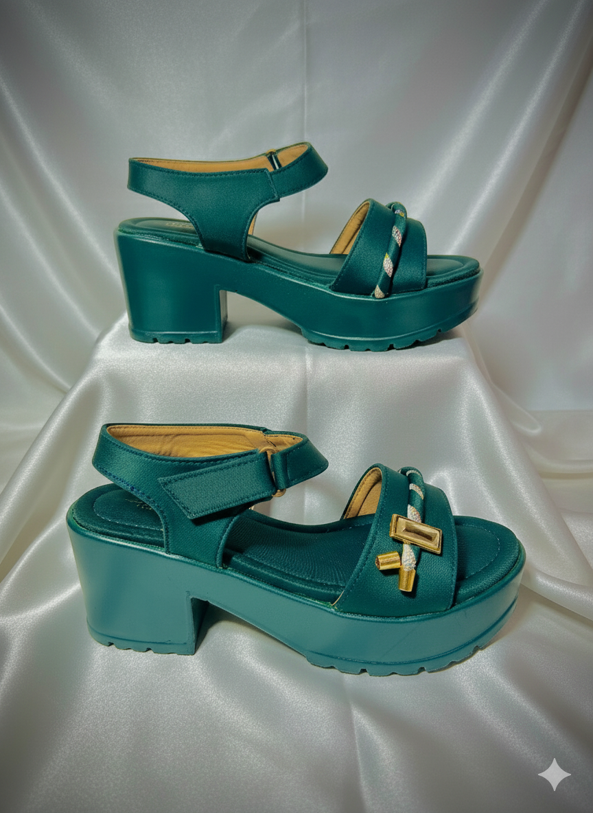 Stylish Grey Buckled Platform Sandals.