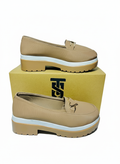 Chunky Sole Loafers: Beige Elegance with Modern Hardware.