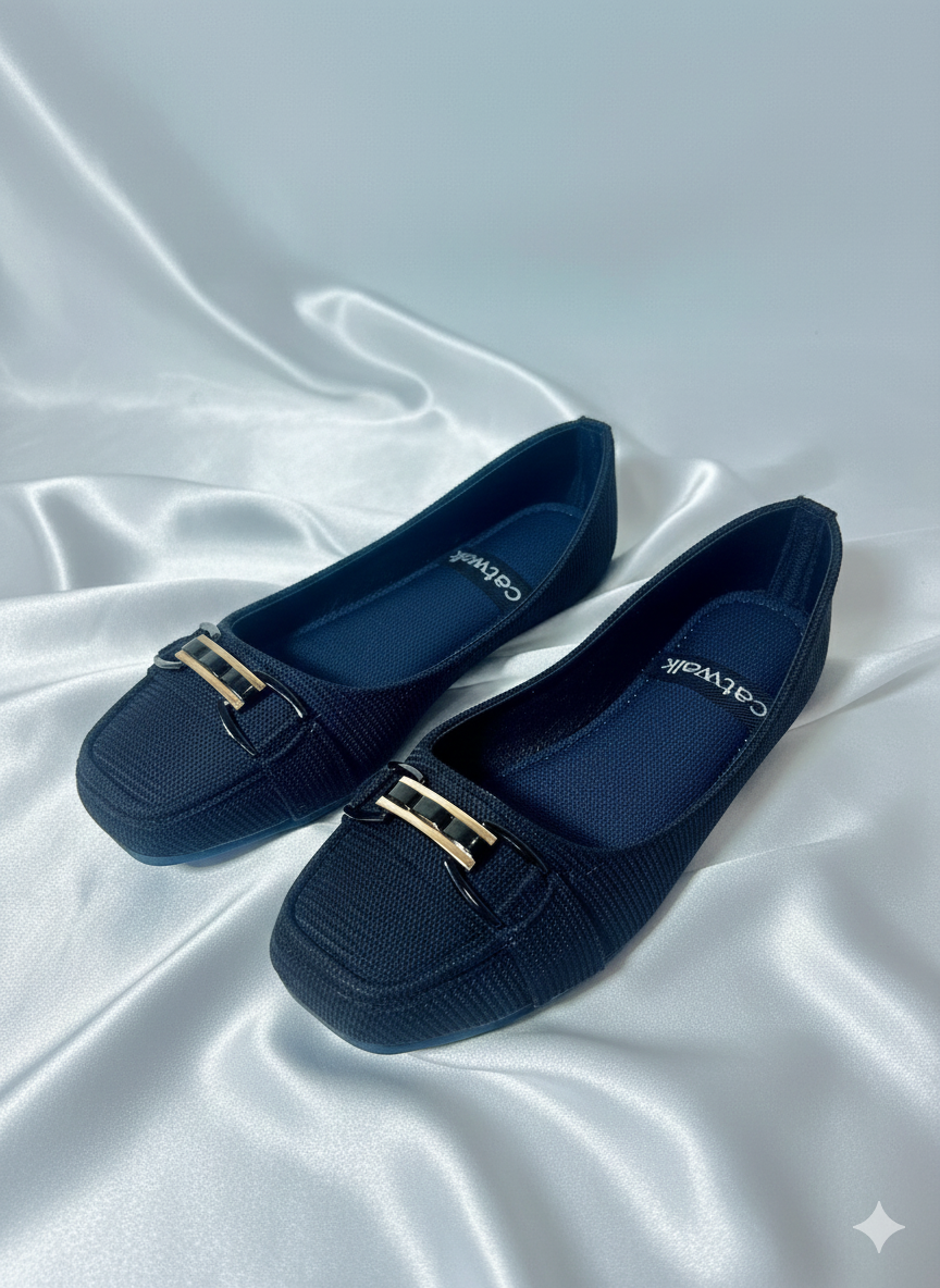 Navy Blue Loafer-Style Flats.