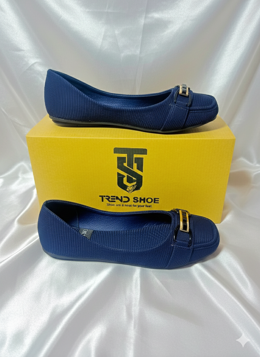 Navy Blue Loafer-Style Flats.