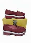 Chunky Sole Loafers: Mahroon Elegance with Modern Hardware.