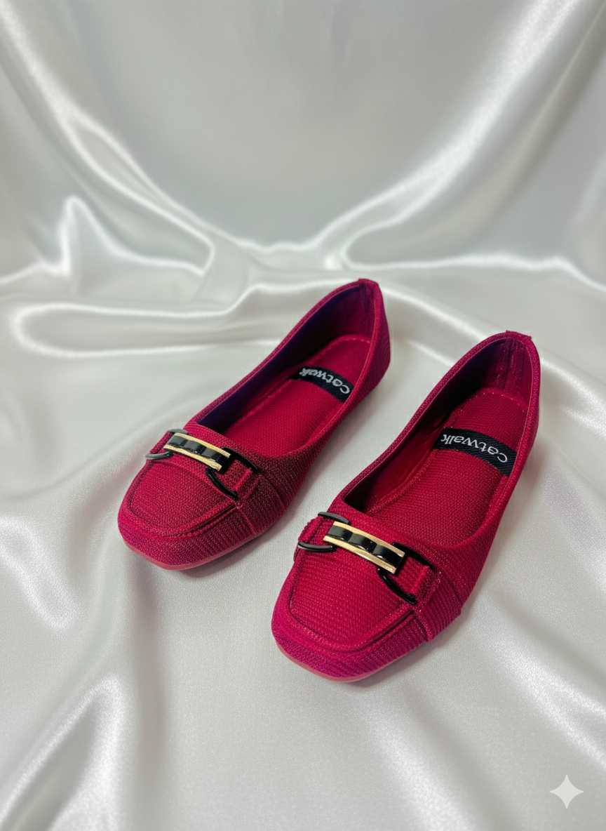 Deep Red Loafer-Style Flats for Effortless Elegance.