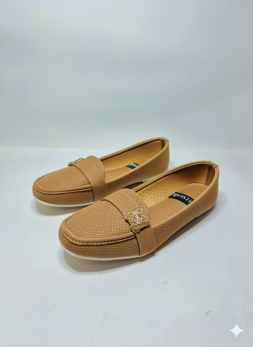 Stylish Light Brown Textile Loafers for Everyday Wear.