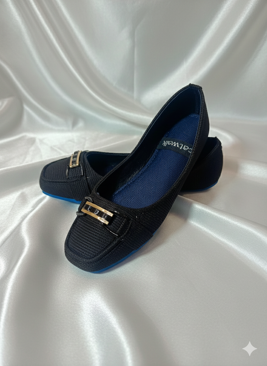 Navy Blue Loafer-Style Flats.