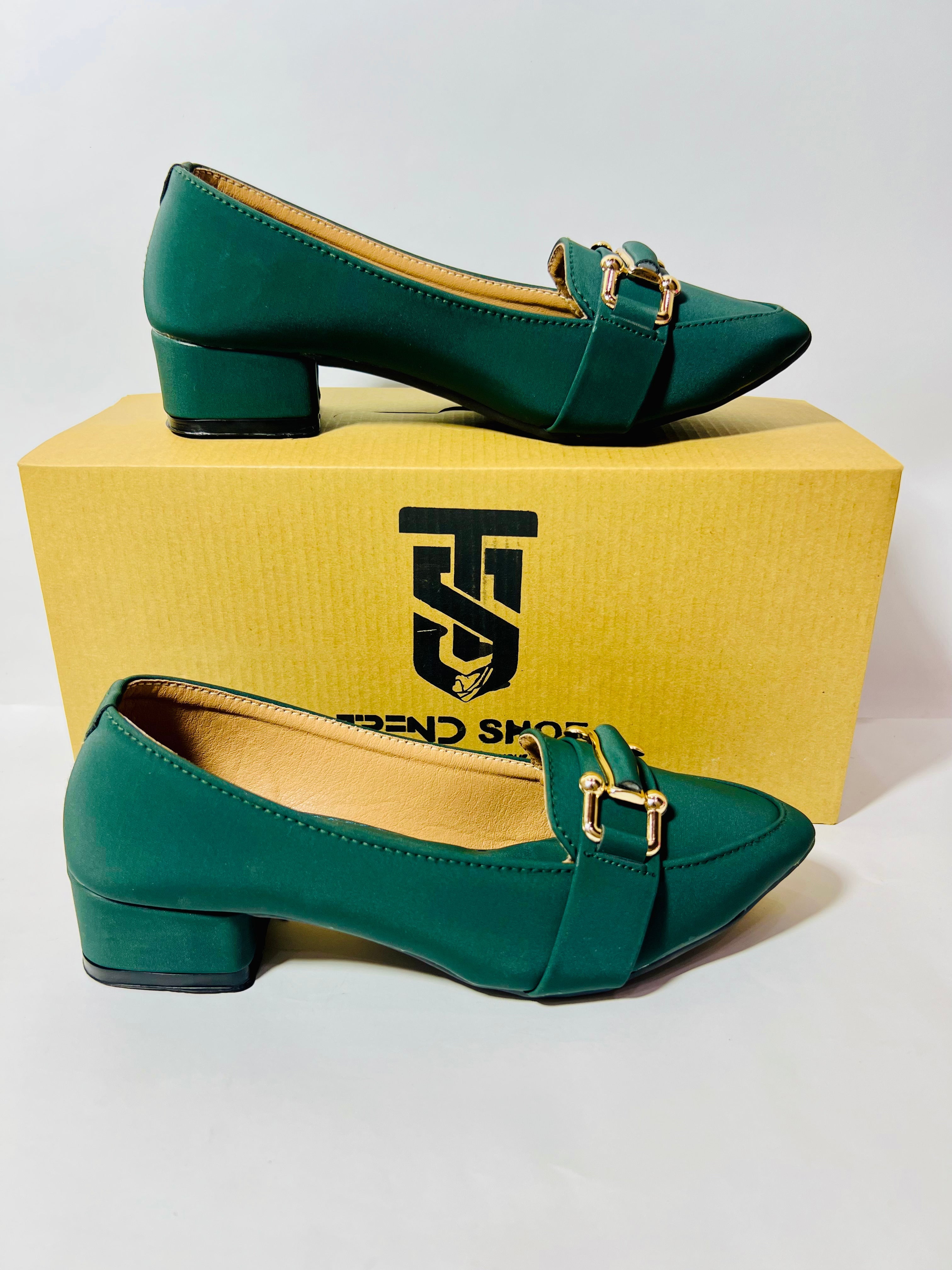 Emerald Perpul Pointed-Toe Loafer Heels