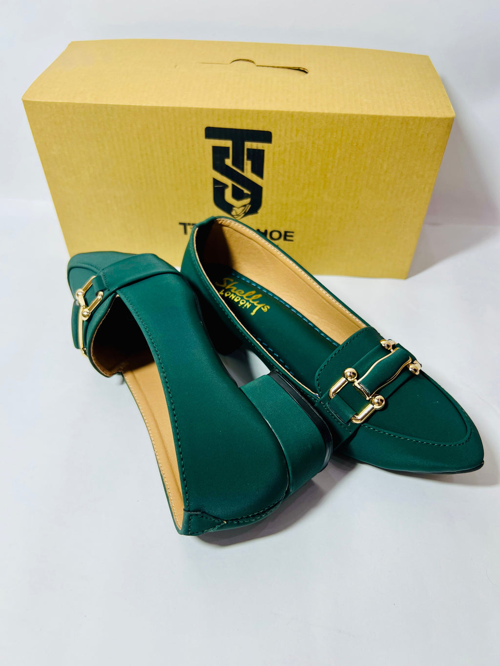 Emerald Green Pointed-Toe Loafer Heels