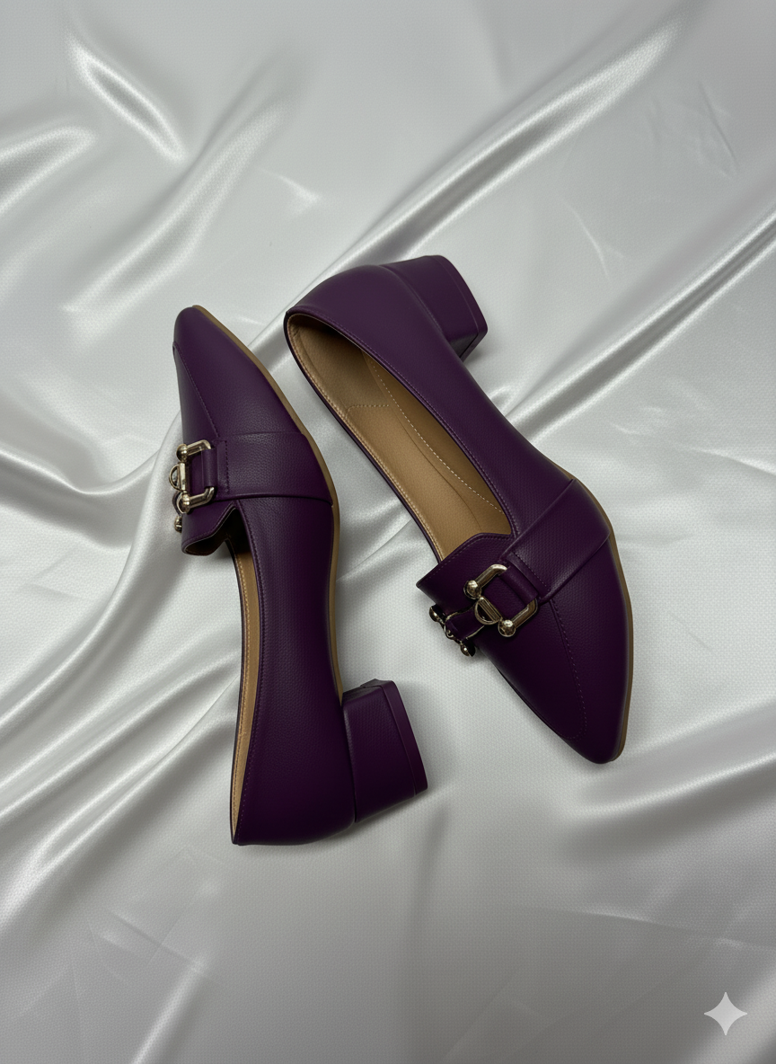 Emerald Perpul Pointed-Toe Loafer Heels