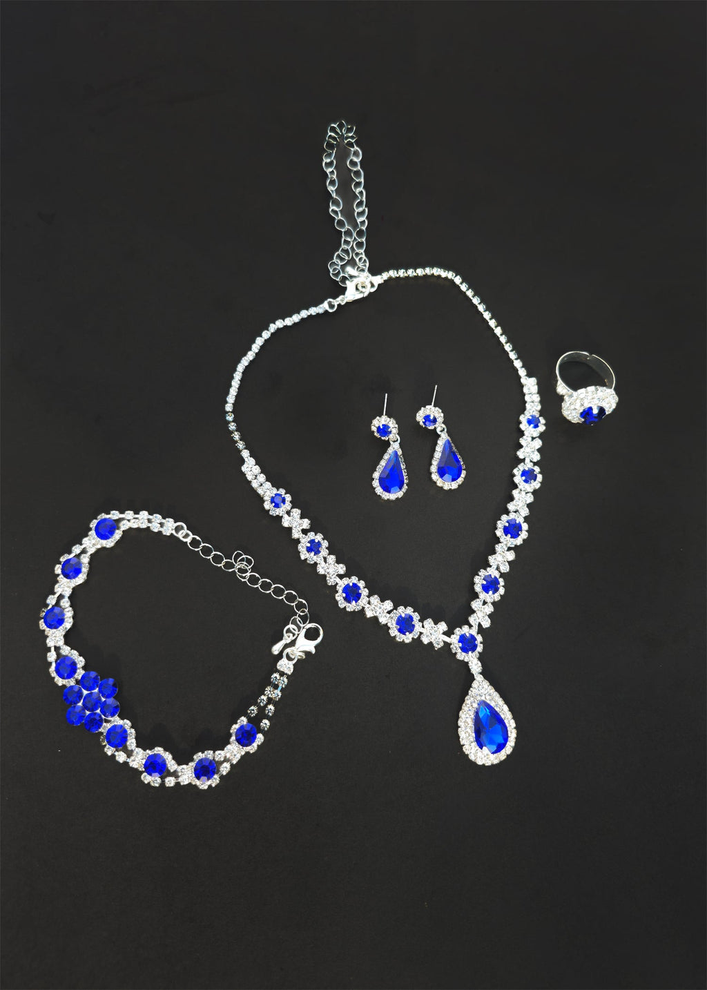 Blue Elegant Ruby & Crystal Zircon Diamond Jewelry Set