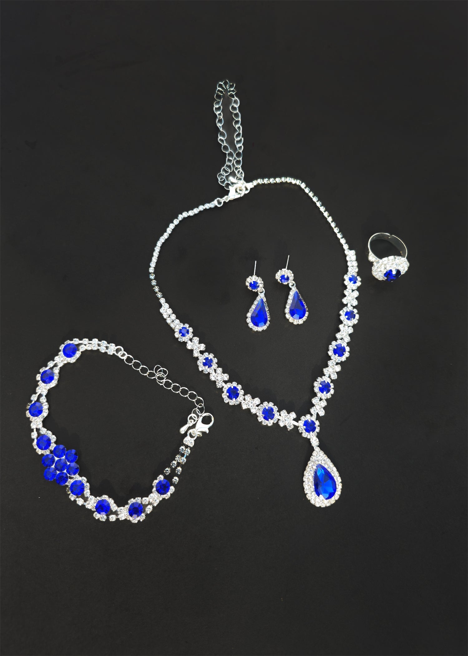 Blue Elegant Ruby & Crystal Zircon Diamond Jewelry Set