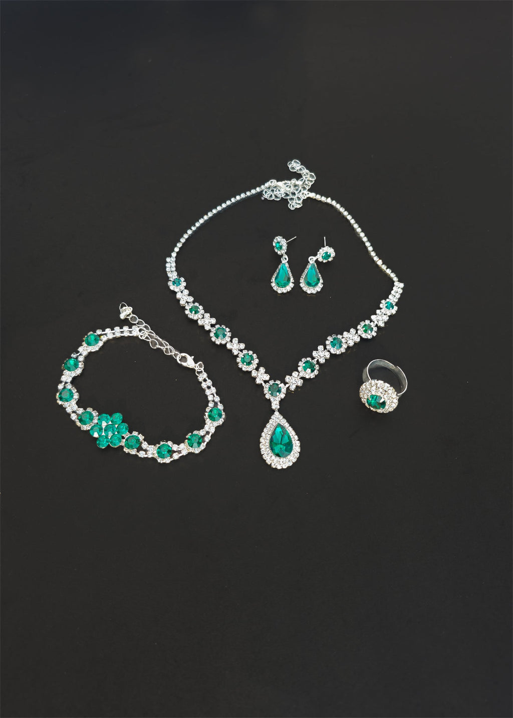 Green Elegant Ruby & Crystal Zircon Diamond Jewelry Set