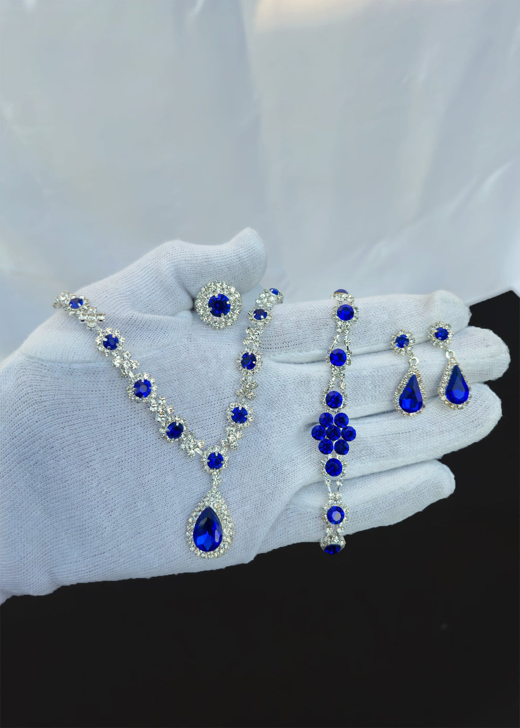Blue Elegant Ruby & Crystal Zircon Diamond Jewelry Set