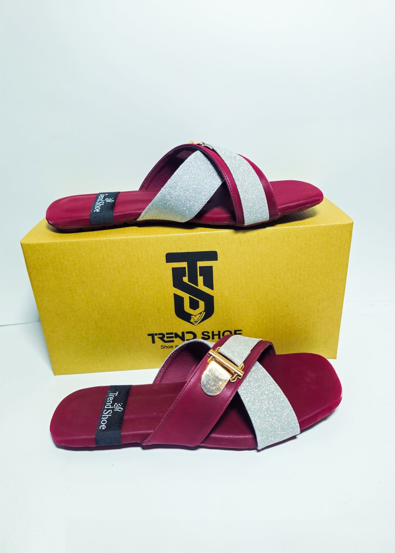 Maroon Spark – Elegant Glitter Chappals for Trendy Women